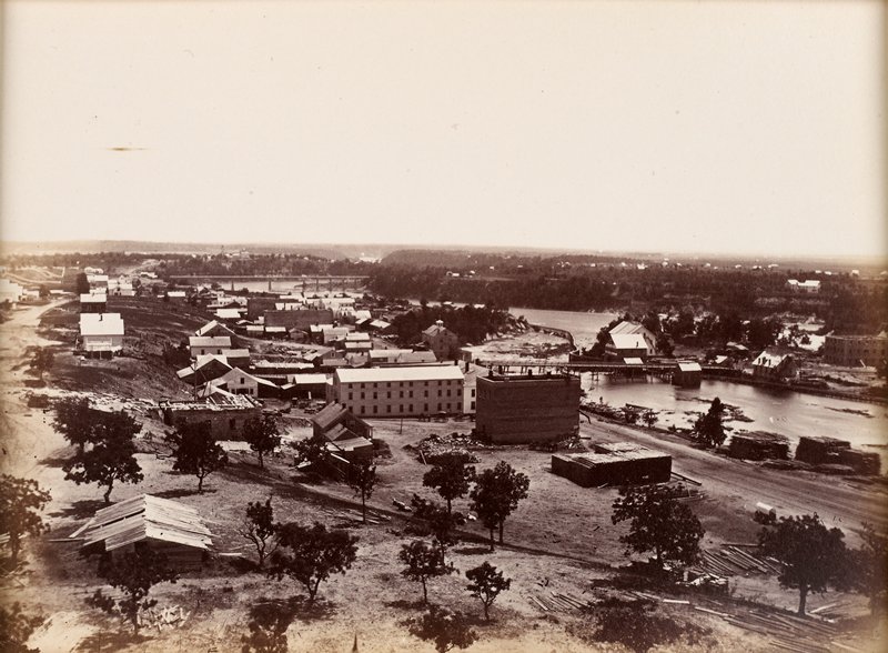 St. Anthony and Minneapolis, from roof of Winslow House, Benjamin Franklin Upton, 1857