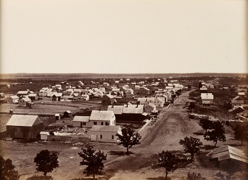 St. Anthony and Minneapolis, from roof of Winslow House, Benjamin Franklin Upton, 1857