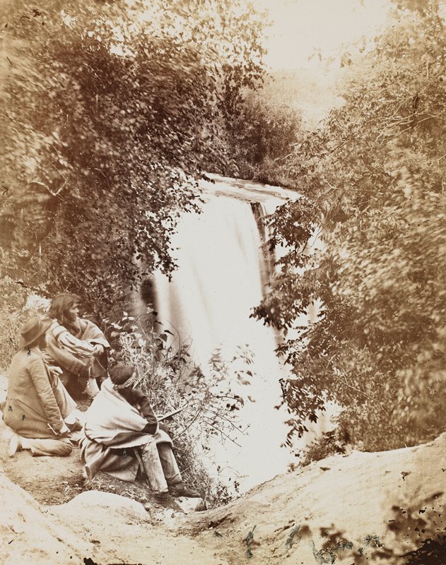Minnehaha Falls, Sioux Indians in the foreground, Benjamin Franklin Upton, 1857–70