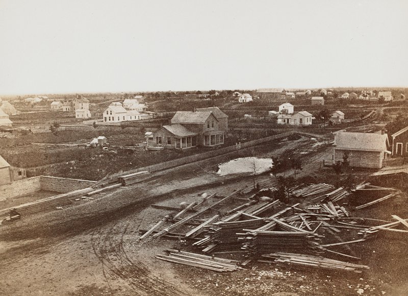 Minneapolis, looking west on Second Avenue South from Washington Avenue, Benjamin Franklin Upton, 1857