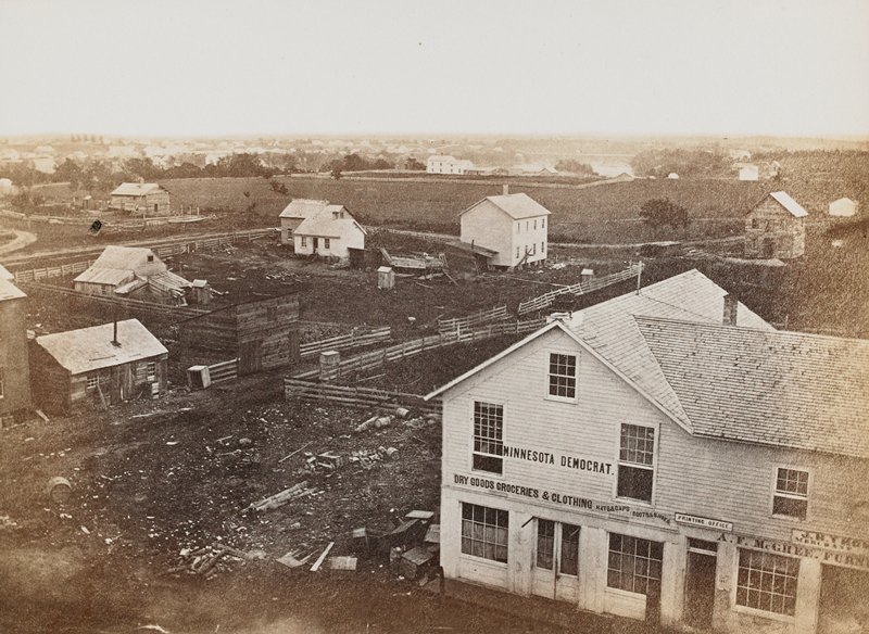 Minneapolis, looking east on Second Avenue South from Washington Avenue, Benjamin Franklin Upton, 1857