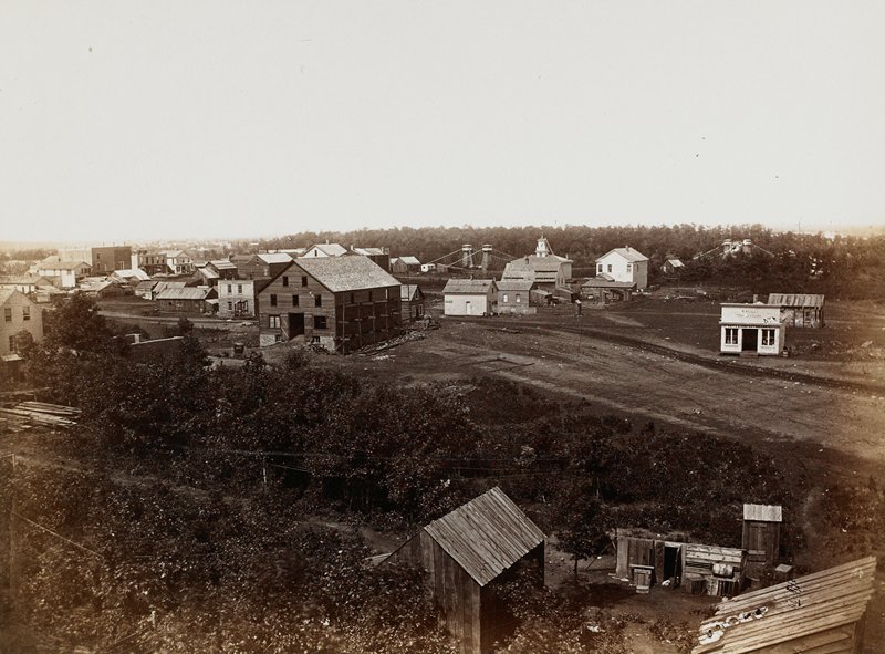 Minneapolis, from Second Avenue South toward Suspension Bridge, Benjamin Franklin Upton, 1857