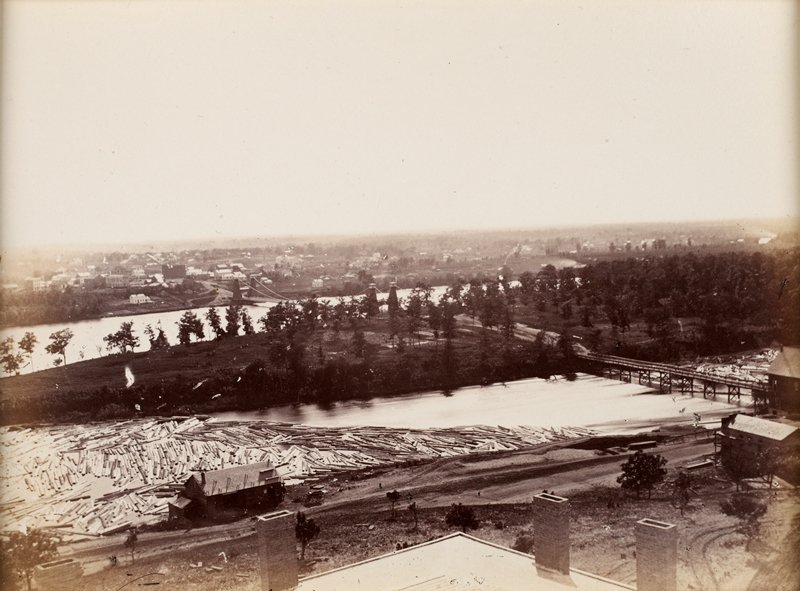 St. Anthony and Minneapolis, from roof of Winslow House, Benjamin Franklin Upton, 1857