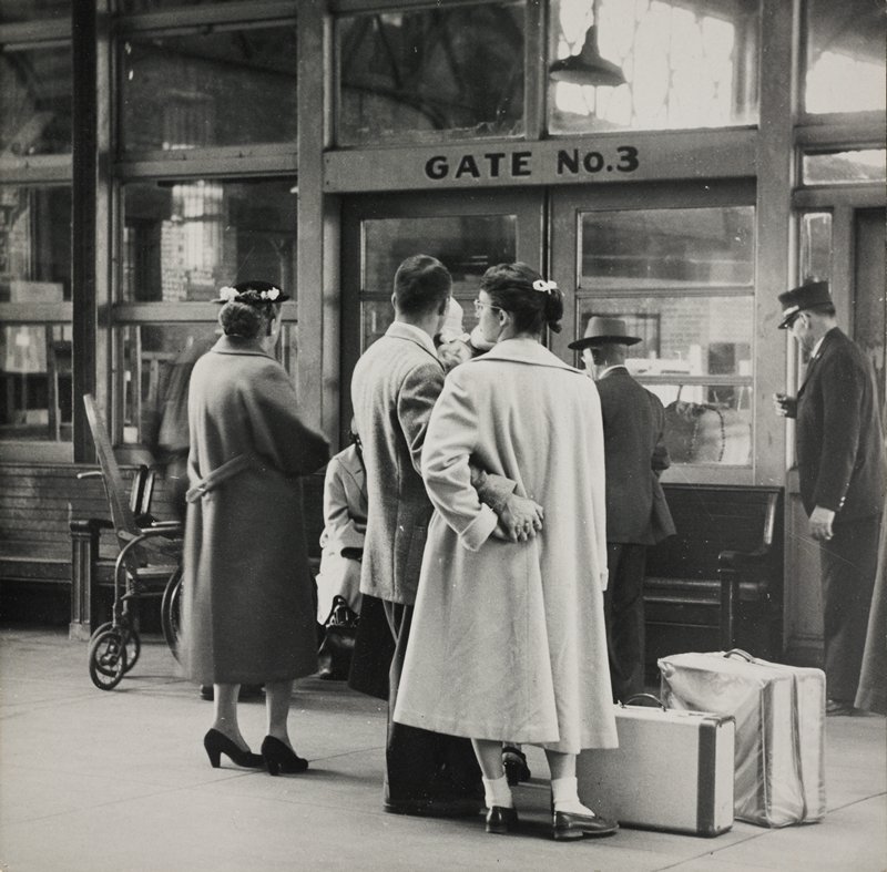 Untitled [couple waiting in railway station], Robert Gene Wilcox, 20th century