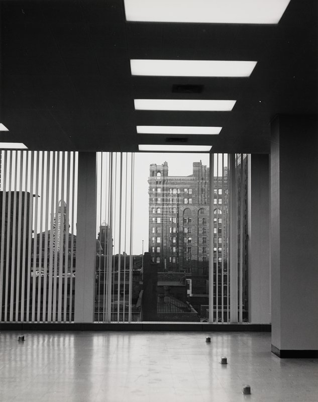 Untitled [sunlit stone building through window], Robert Gene Wilcox, 20th century