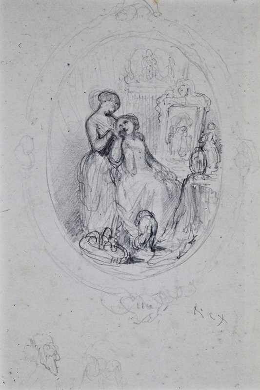 Sketch of Two Women, François-Claudius Compte-Calix, 19th century