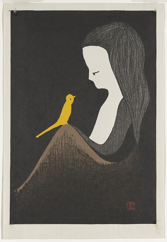 Girl with Yellow Bird, Kawano Kaoru, 1958