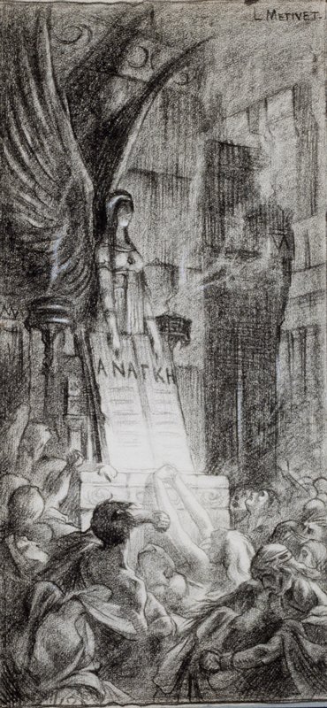 Study for the painting 'Le Destin', Lucien-Marie-Francois Metivet, 1889
