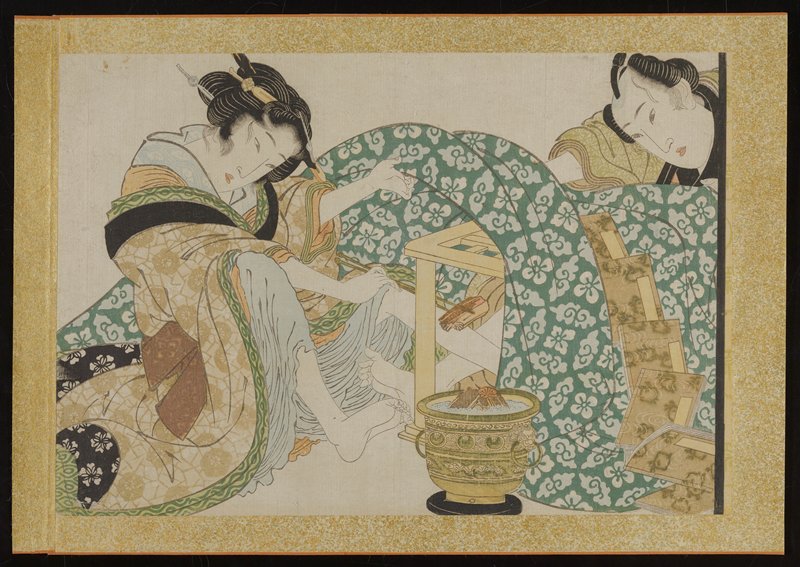 (Courtesan and a Man with Hearth), Attributed to Eisen 英泉, c. 1825