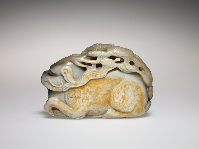 Recumbent Figure of an Auspicious Mythical Beast (<i>Qilin</i>), 17th century