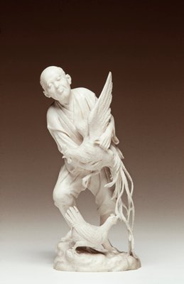 Man holding a long tailed cockerel, Kyōsai 京斎, late 19th century