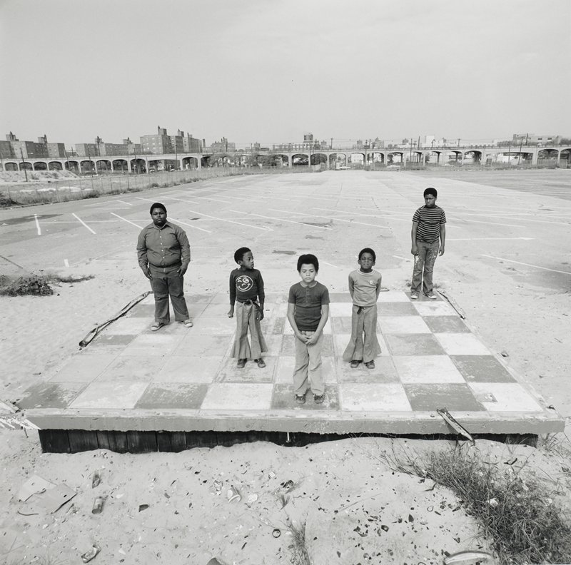 Boys on Checker Floor, Far Rockaway, Arthur Tress, 1973