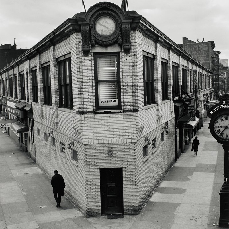 Two Streets, Two Clocks, Bronx, Arthur Tress, 1969