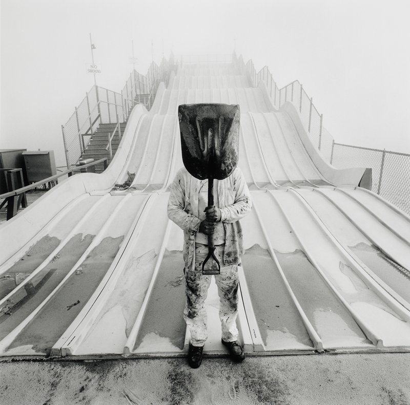 Man with Shovel, Ocean City, New Jersey, Arthur Tress, 1972