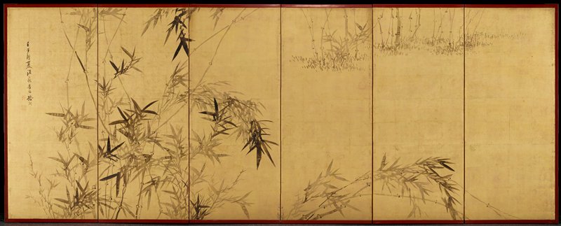 Orchids and Bamboo [left of a pair], Tsubaki Chinzan, 1852
