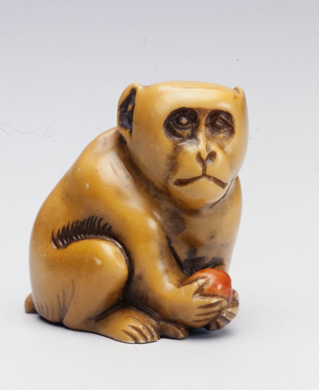 Monkey holding a peach, Teigyoku 定玉 | Mia