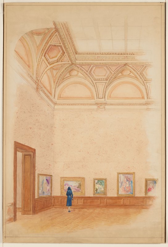 Central Gallery, Showing Proposed Color Scheme (Variant A), Minneapolis Institute of Art, William Channing Whitney, c. 1931