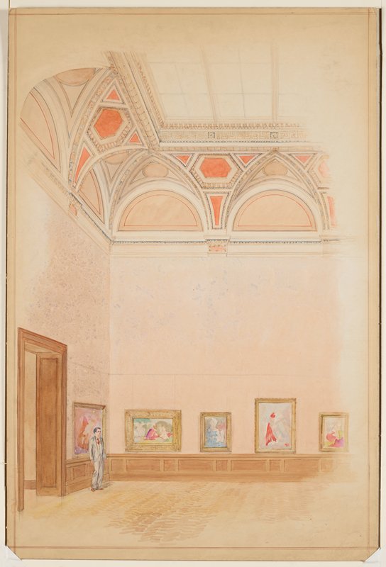 Central Gallery, Showing Proposed Color Scheme (Variant B), Minneapolis Institute of Art, William Channing Whitney, c. 1930–31