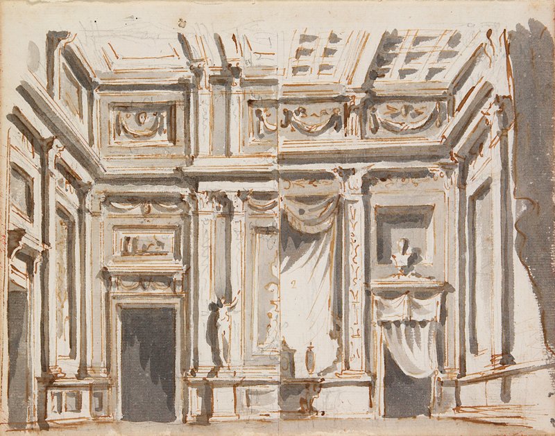 Stage Design: Proposals A and B for a Drawing Room, Bernardino Galliari, c. 1790