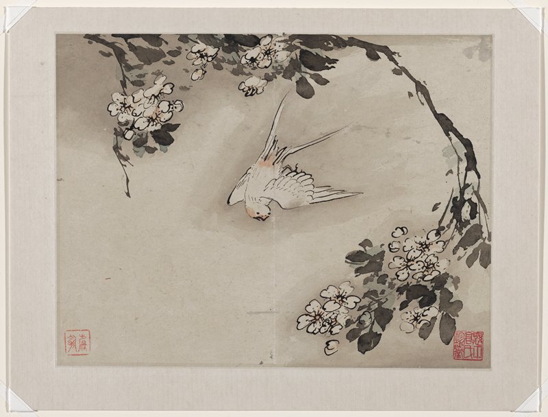 Flower-and-Bird Finger Painting from an Album of Ten Leaves, Gao Qipei, 1684