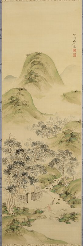 Scholar Crossing Stream in Mountains, Nakabayashi Chikutō, 18th-19th century
