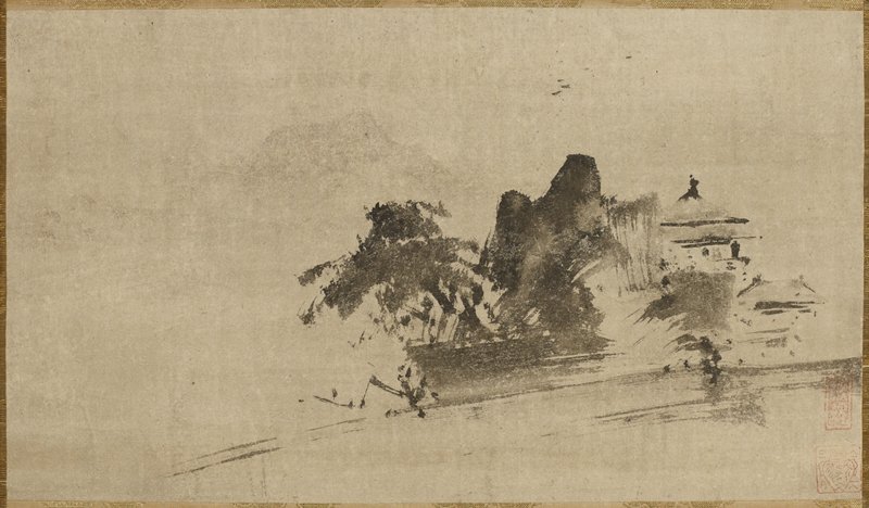 Temple with Mountains and Trees, Kano Sanraku, 17th century