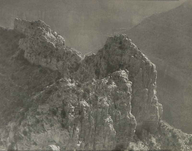 Untitled [jagged peaks with trees], Forman G. Hanna, 20th century