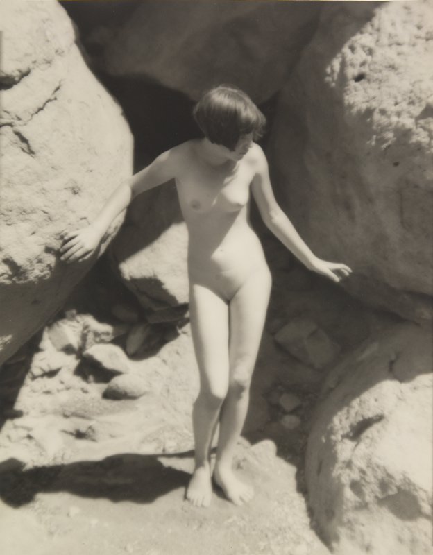 Untitled [standing nude in front of rocks], Forman G. Hanna, 20th century
