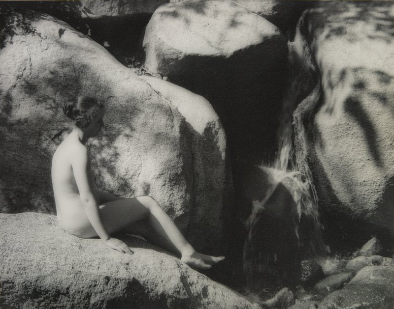 Untitled [nude on rocks with waterfall], Forman G. Hanna, 20th century