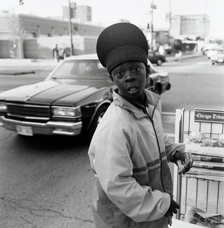 Newsboy, Chicago, Illinois, David Parker, c. 1996