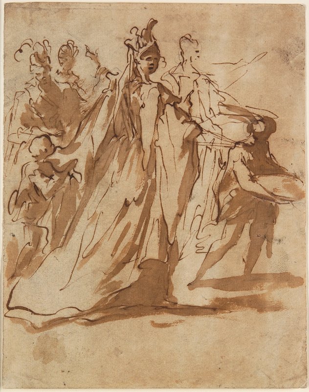 A Group of Figures with a Woman and Two Pages, Giovanni Antonio Pellegrini, c. 1713
