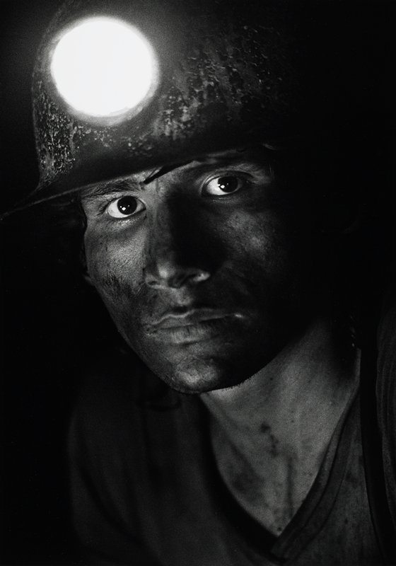 Bolivia Mineros, Mina Colquin [young miner with lit helmet], Jean-Claude Wicky, 1987