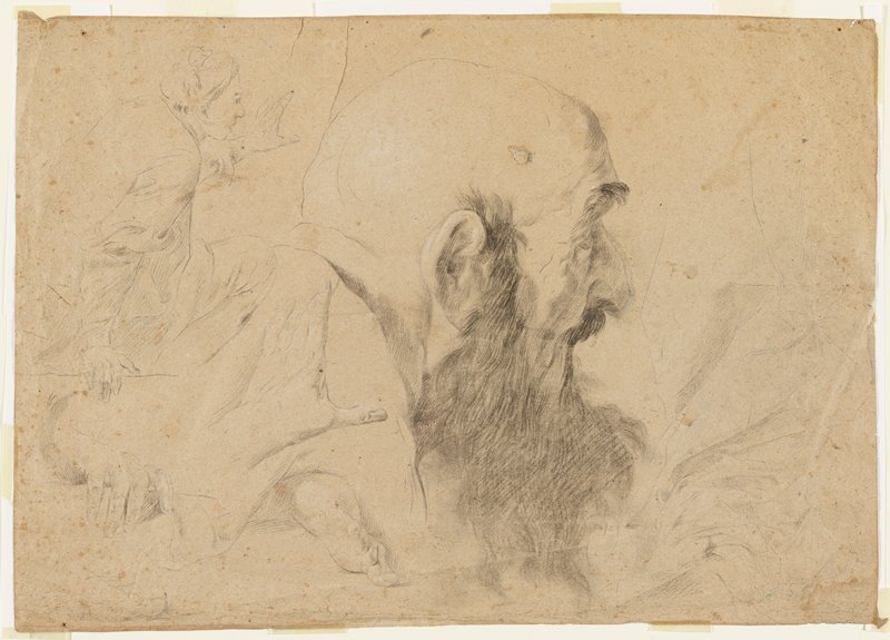 Head of a Bald Man in Profile and Sketches of a Seated Man and of Drapery (recto); Sketches of a Male Head and Arms (verso), Federico Bencovich, c. 1720