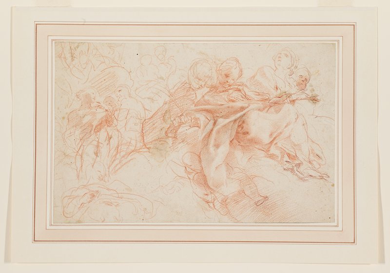 Angels Looking Down from Clouds (recto and verso), Matteo Bonechi, 17th-18th century