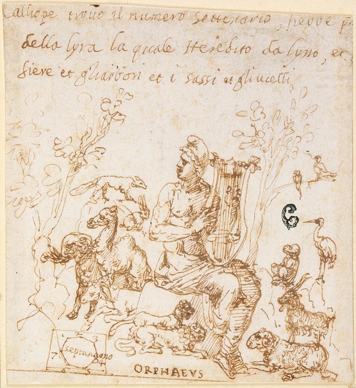 Orpheus Charming the Beasts, Pirro Ligorio, 16th century