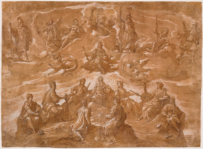 The Olympian Gods and the Nine Muses, Attributed to Jacopo Ligozzi, 17th century