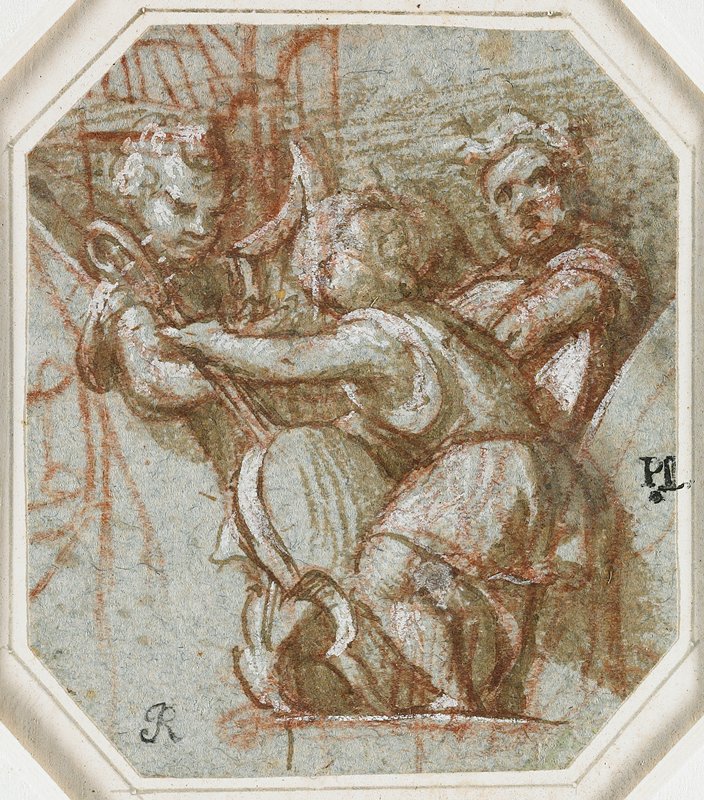 Putti Playing Music, Design for a Pendentive, Pomponio Amalteo, 1538–39
