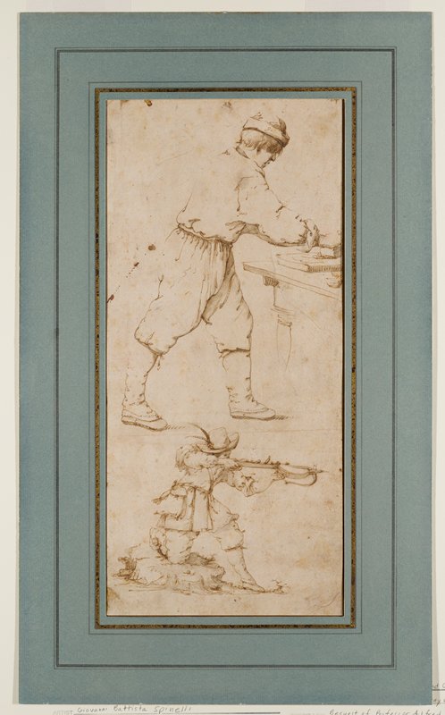 Figure Studies:  A Painter's Apprentice and Crossbowman, Giovanni Battista Spinelli, 17th century