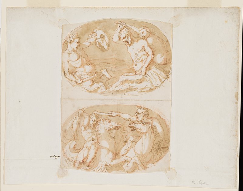 Battling Tritons and Men on Hippocampi, Pellegrino Tibaldi, 16th century