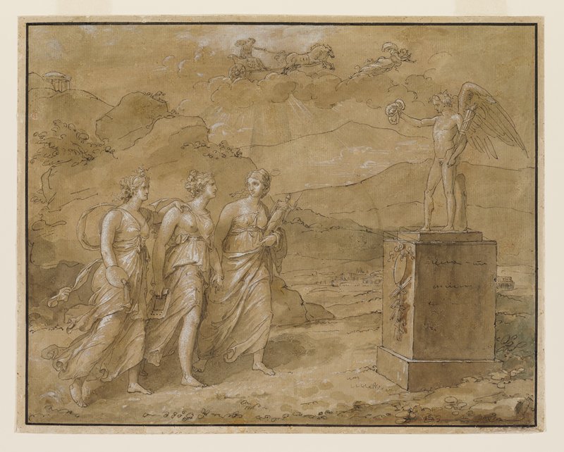 The Coronation of the Allegories of Painting, Sculpture, and Architecture, Louis Gauffier, 18th century