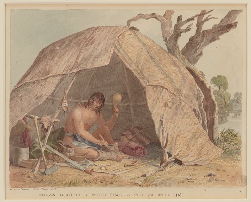 Indian Doctor Concocting a Pot of Medicine, Seth Eastman, 1849–55