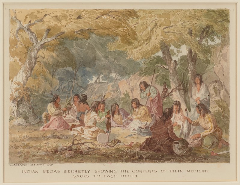 Indian Medas Secretly Showing the Contents of their Medicine Sacks to Each Other, Seth Eastman, 1849–55