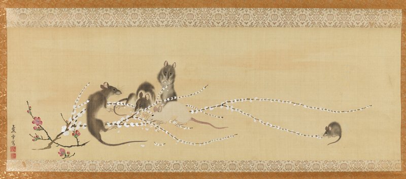 Mice on Rice-cake Flowers, Nagasawa Rosetsu, late 1790s