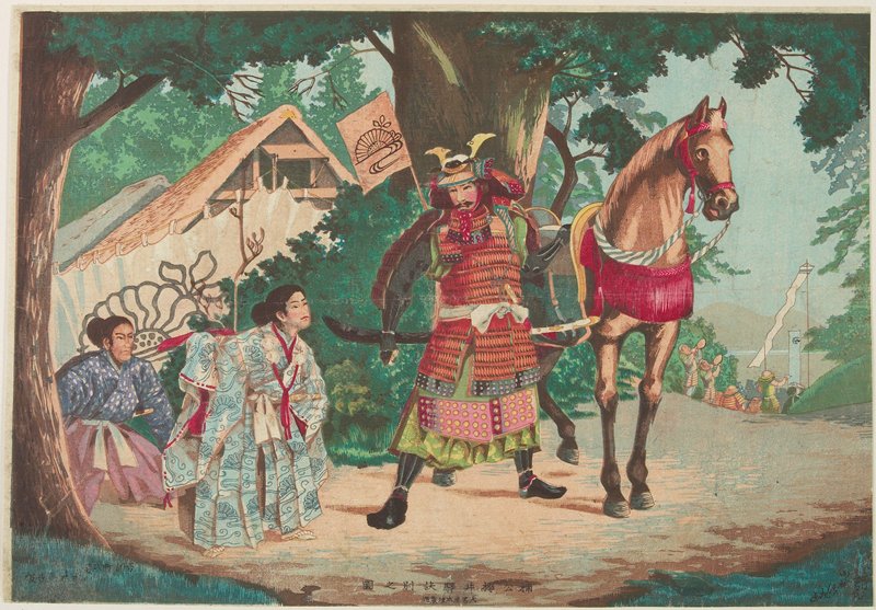 View of Kusunoki's Farewell at Sakurai Station, Kobayashi Kiyochika, late 19th century