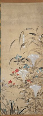 Flowers of Autumn [left of a pair of Flowers of Summer and Autumn], Tawaraya Sōsetsu, first half 17th century