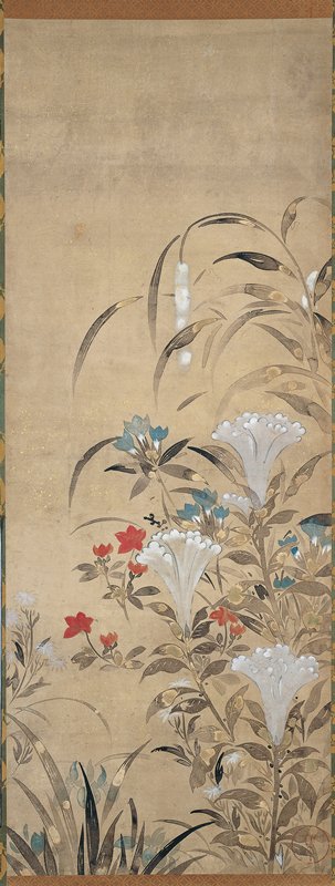 Flowers of Autumn [left of a pair of Flowers of Summer and Autumn], Tawaraya Sōsetsu, first half 17th century