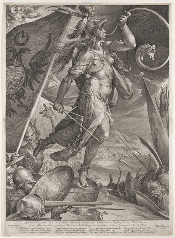 Bellona Leading the Armies of the Emperor against the Turks, Jan Muller, 1600
