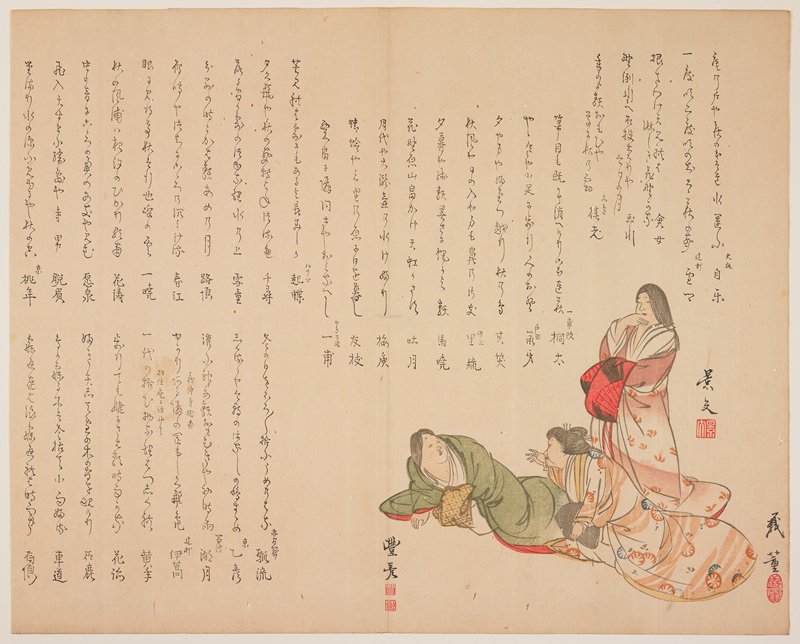 (Three women in court attire), Shibata Gitō, c. 1818