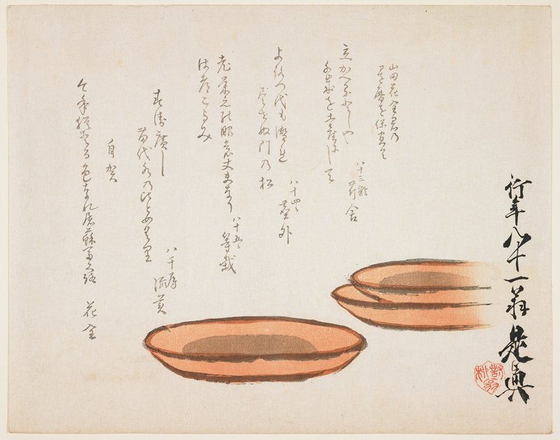 (Brown earthenware basins), Shibata Zeshin, 1887