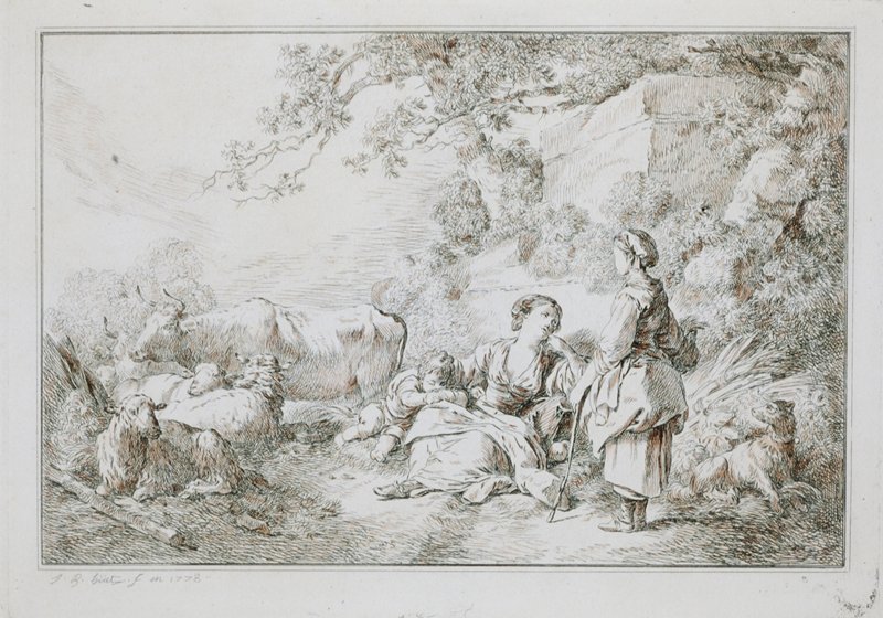 Shepherdess Accompanied by Two Children, Jean-Baptiste Huet, 1778